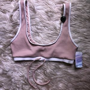 Forever 21 pink and white bathing suit top M